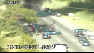 Car fire shuts down I-94 at Beech Daly in Telegraph