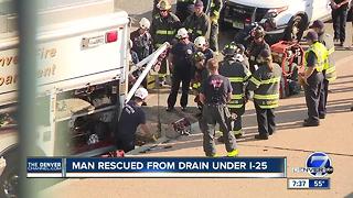 Man Rescued from I25 Storm Drain