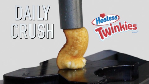 Crushing a Twinkie with hydraulic press