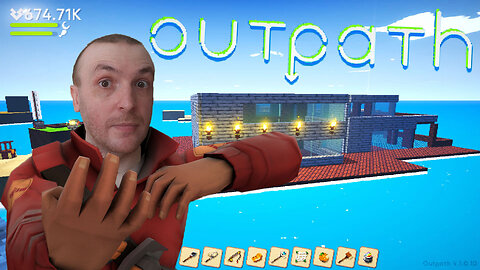 Outpath - Fourth Biome Unlocked, Finishing Our Floating Mansion (Voxel Clicker Building Game)
