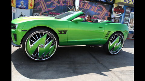 Custom Green Camaro Sits On Massive 32-inch Rims