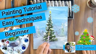 Christmas Tree Acrylic Painting Tutorial