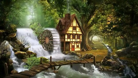 Beautiful Building Natural House In Deep Forest Waterfall ~ Natural Sounds for Relaxing Sleep