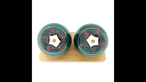 Top Chi Yin Yang Baoding Balls with Bamboo Stand (Medium 1.6 Inch)