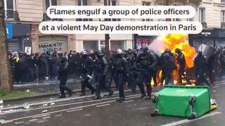 May Day protests: French police face off with anarchists