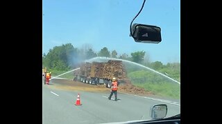 Firefighters Fight Fire On Hwy401