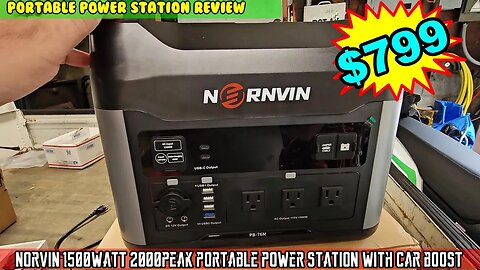 Nornvin N1400FB Outdoor Portable Power Supply, 1500W, 2000W peak car booster RV battery hookup