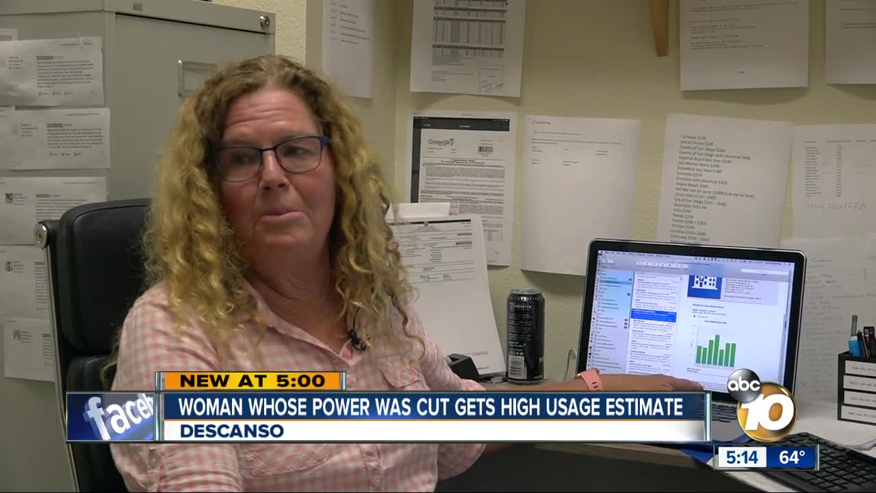 Woman whose power was cut gets high usage estimate