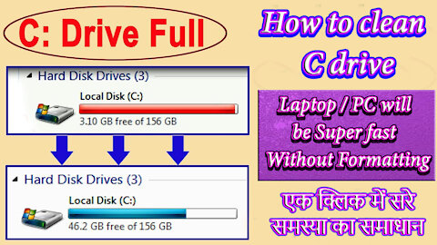 how to fix C drive full problem & delete junk files in laptop/pc [make your pc faster] 2021.