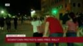 Downtown protests amid Pres. rally