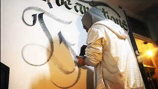 Calligraphy Video Challenge Day 18 Graffiti (mural art calligraphy)