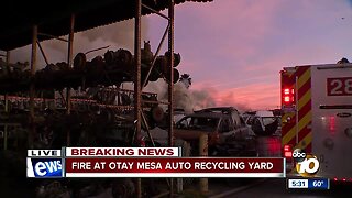 Fire sparks at South Bay auto recycling yard