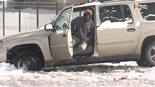 Sinkhole swallows car in north Tulsa