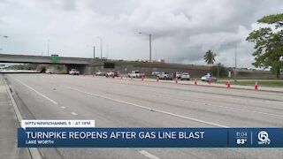 All Turnpike lanes reopen after gas line explosion near Lake Worth Road
