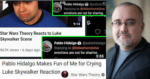 Pablo Hidalgo Makes Fun of Star Wars Theory guy for Crying Luke Skywalker Reaction