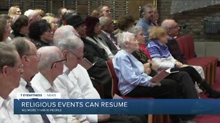 Religious gatherings of 10 people or fewer resume Thursday, along with drive-in services