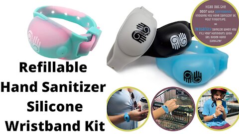 Refillable Hand Sanitizer Silicone Wristband Kit