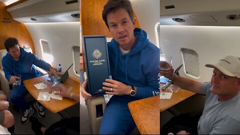 Exclusive Look: Mark Wahlberg Celebrates Achievements with Flecha Azul Tequila on Private Jet!