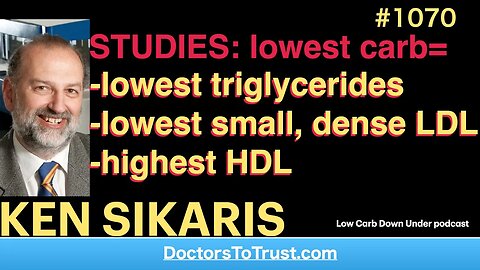 KEN SIKARIS d | STUDIES: lowest carb= -lowest triglycerides -lowest small, dense LDL -highest HDL