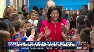 State Superintendent declines Verletta White's appointment as BCPS Superintendent