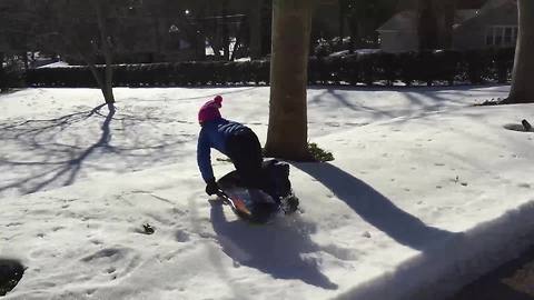 Little Girl Fails At Sledding