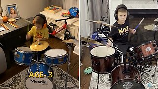 Talented Kid Shows His Journey Growing Up With Drums