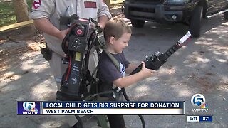 Local boy gets Ghostbusters-themed surprise for his donation