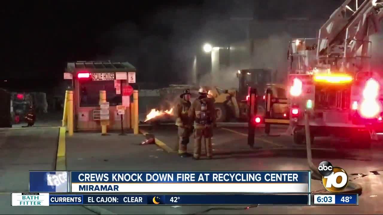 Firefighters battle blaze at Miramar recycling center