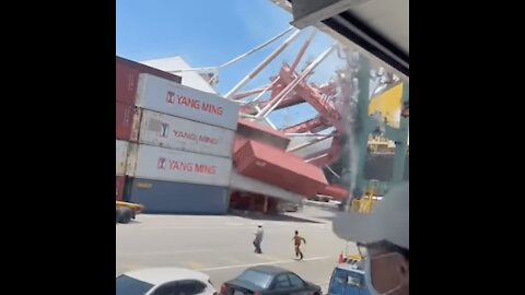 CCP Containership #OverseasOriental crashed into Kaohsiung Port Taiwan FF on Trump