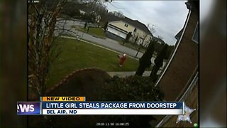 Young girl caught on video stealing package from doorstep