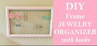 Jewelry Organizer: How to Make A Wire Frame Jewelry Holder with Necklace Hooks, Earrings