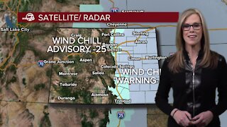 Wind chill -25 to -35 Sunday night for eastern Colorado.