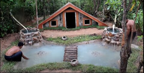 Build Secret Underground Swimming Pool House And Beautiful Waterfall Fish Pond