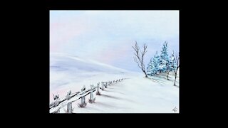 Winter painting tutorial in acrylic