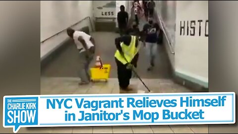 NYC Vagrant Relieves Himself in Janitor's Mop Bucket
