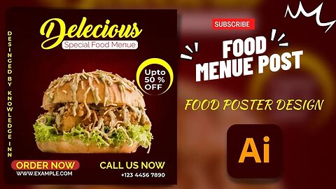 Illustrator Tutorial | How To Design Food Flyer #knowledgeinn #graphicdesigntutorial Food post