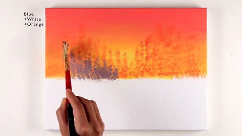 Winter Landscape Painting | Winter Painting | Step by Step | Winter Sunset Acrylic Painting