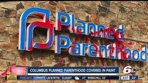 Columbus, Indiana Planned Parenthood office vandalized with red paint