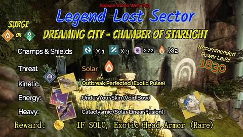 Destiny 2 Legend Lost Sector: Dreaming City - Chamber of Starlight on my Solar Titan 12-22-23