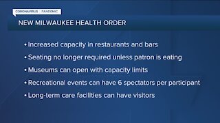 Increased restaurant capacity among changes in new Milwaukee COVID-19 health order