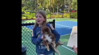 Little Girl Cries Tears Of Joy For New Puppy Surprise