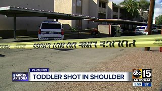 Toddler shot in shoulder