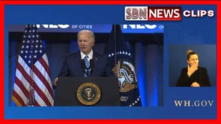JOE BIDEN SPEAKS TO LEAGUE OF CITIES, FORGETS HIS MASK AND SHUFFLES OFF THE STAGE - 6124