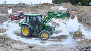 12,000 LBS of Bentonite! John Deere 1025R with 5' Tiller, Compactor on Kubota Mini-Ex!