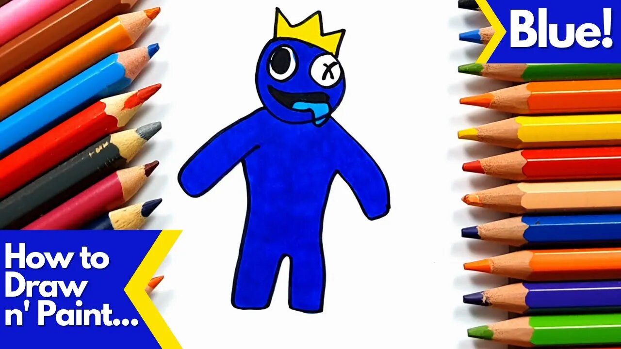 COMO DESENHAR o BLUE do ROBLOX RAINBOW FRIENDS  how to draw blue from roblox  rainbow friends 