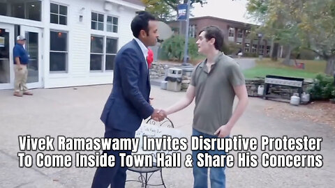Vivek Ramaswamy Invites Disruptive Protester To Come Inside Town Hall & Share His Concerns