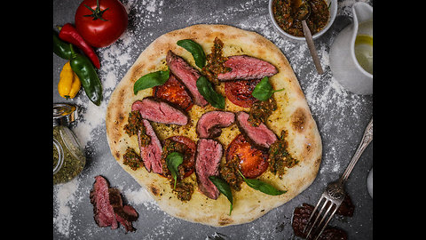 Steak pizza bianco with chimichurri recipe