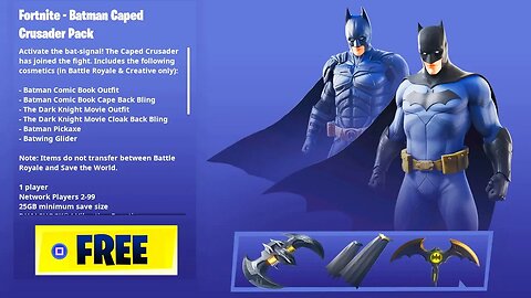 How To Get The "BATMAN CAPED CRUSADER" Pack For FREE In Fortnite! (New Batman Cosmetics!)