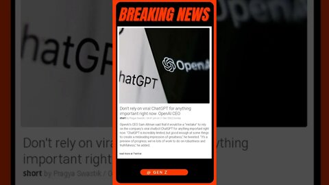Breaking News | OpenAI CEO Warns: Don't Rely on Viral ChatGPT Right Now! | #shorts #news