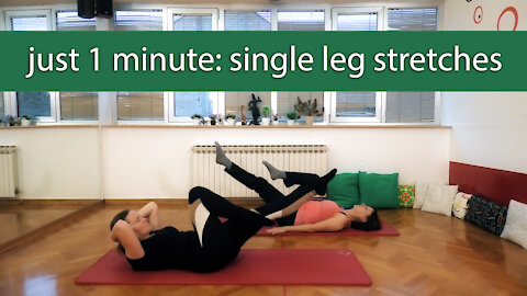 JUST 1 MINUTE: Single Leg Stretches - Simple Home Fitness Exercises